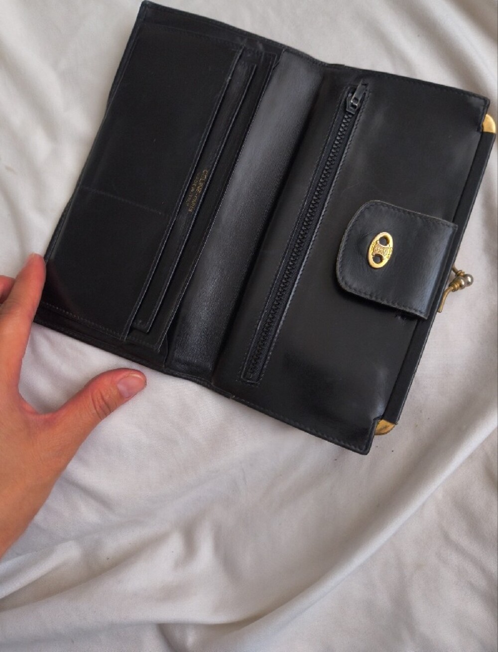 Celine Paris Black Leather Wallet with Gold Hardware - Picture 4 of 15